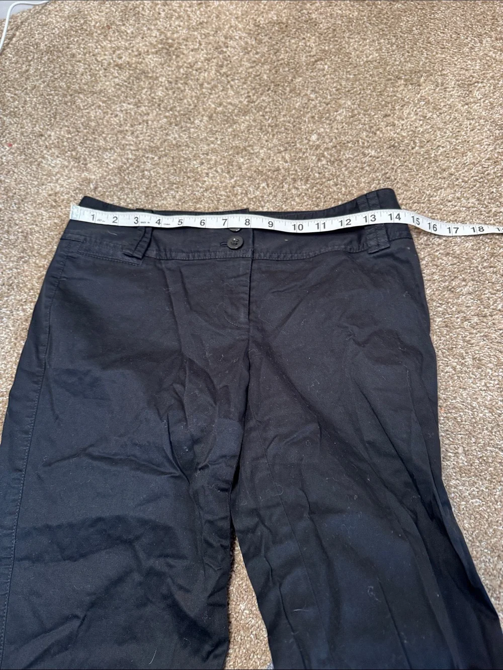White House Black Market Black Cropped Button-Cuff Pants cotton/spandex SZ 0